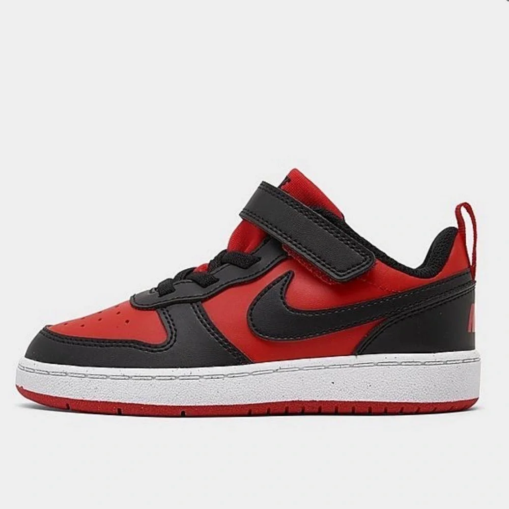 Kids Nike Court Borough Red and Black Sneakers-Size 8